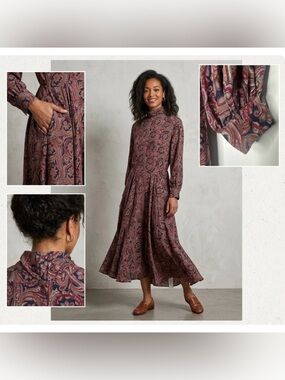 Jack Mulqueen Vintage 100% Pure Silk Long Sleeve Maxi Dress Size 10